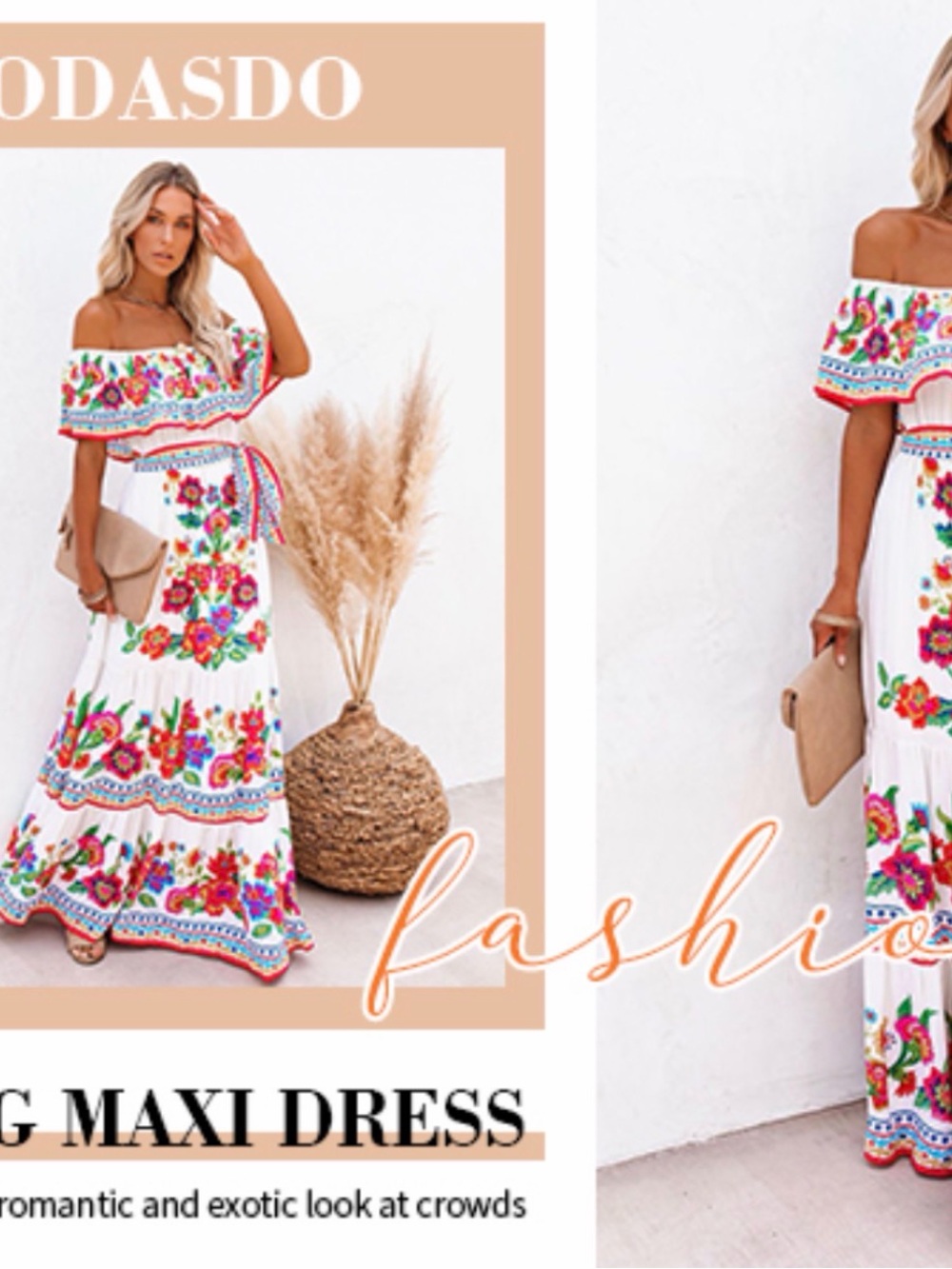Flying Tomato White Maxi Dress with Pink and Yellow Floral Embroidery